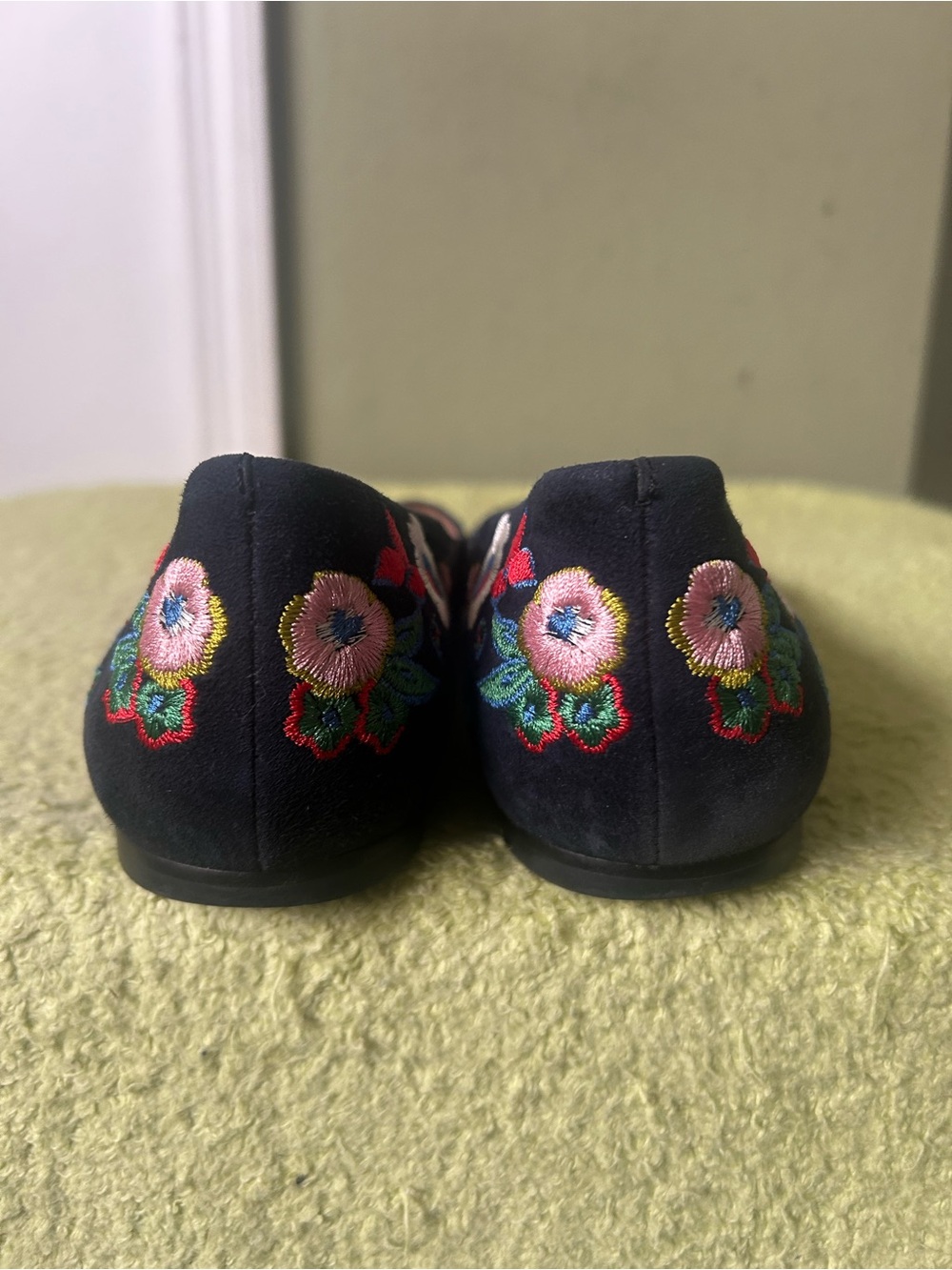 Tory Burch Rosemont Navy Floral Embroidered Pointed Toe Flats - Picture 5 of 15